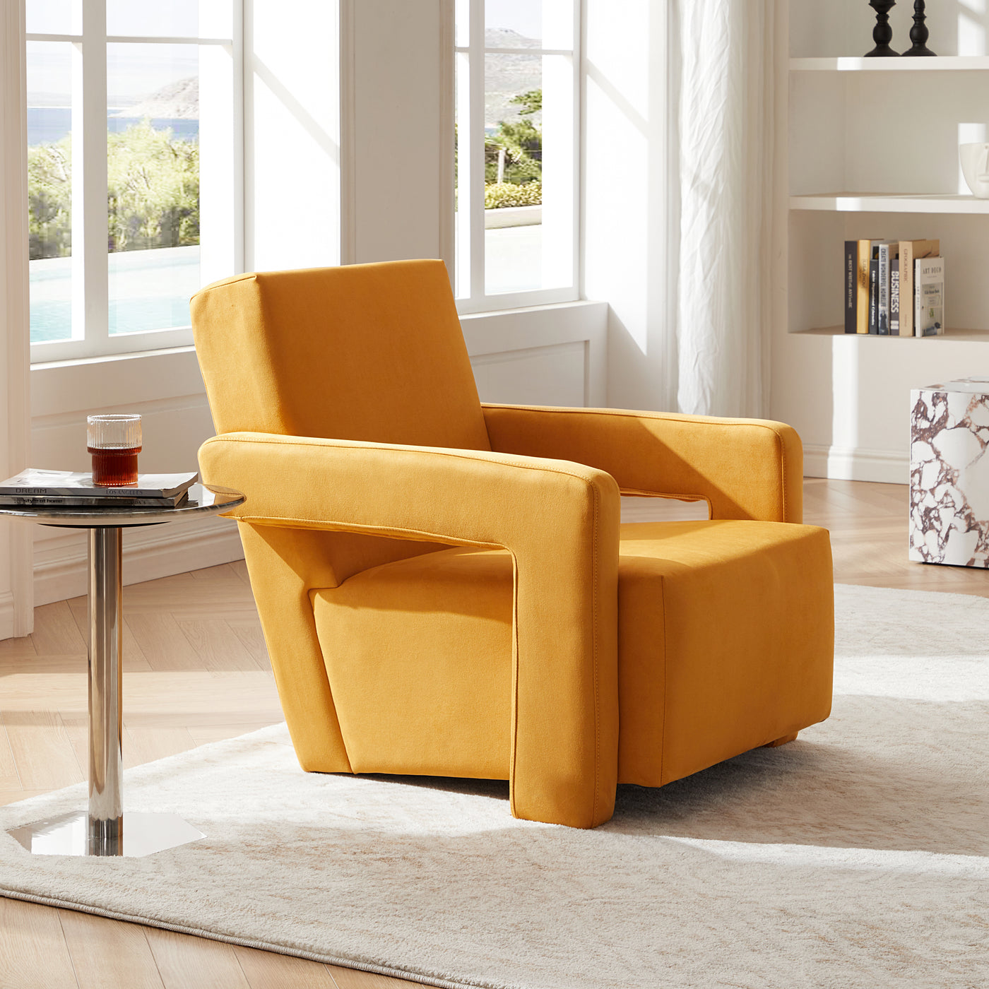 Nova Lemon Matt Fabric Utrecht Armchair-Yellow Matt Fabric