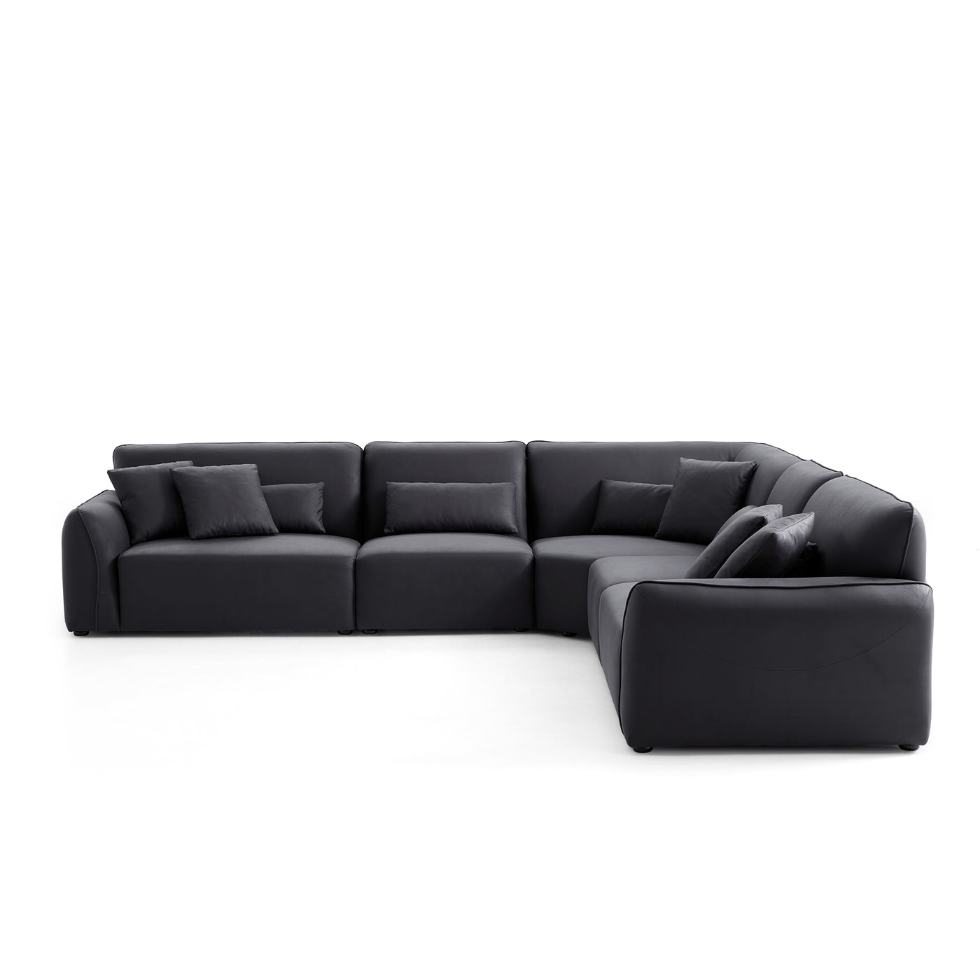 Milano Moda Minimalist Black Corner Sofa-Black-133.9"