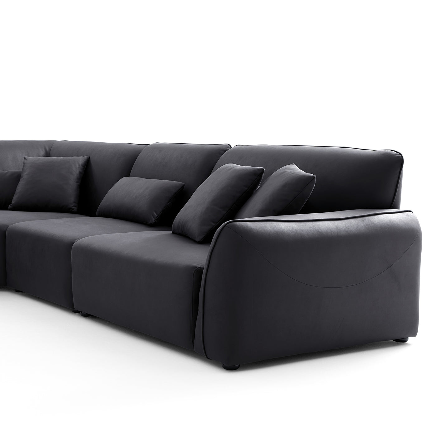 Milano Moda Minimalist Black Corner Sofa-Black