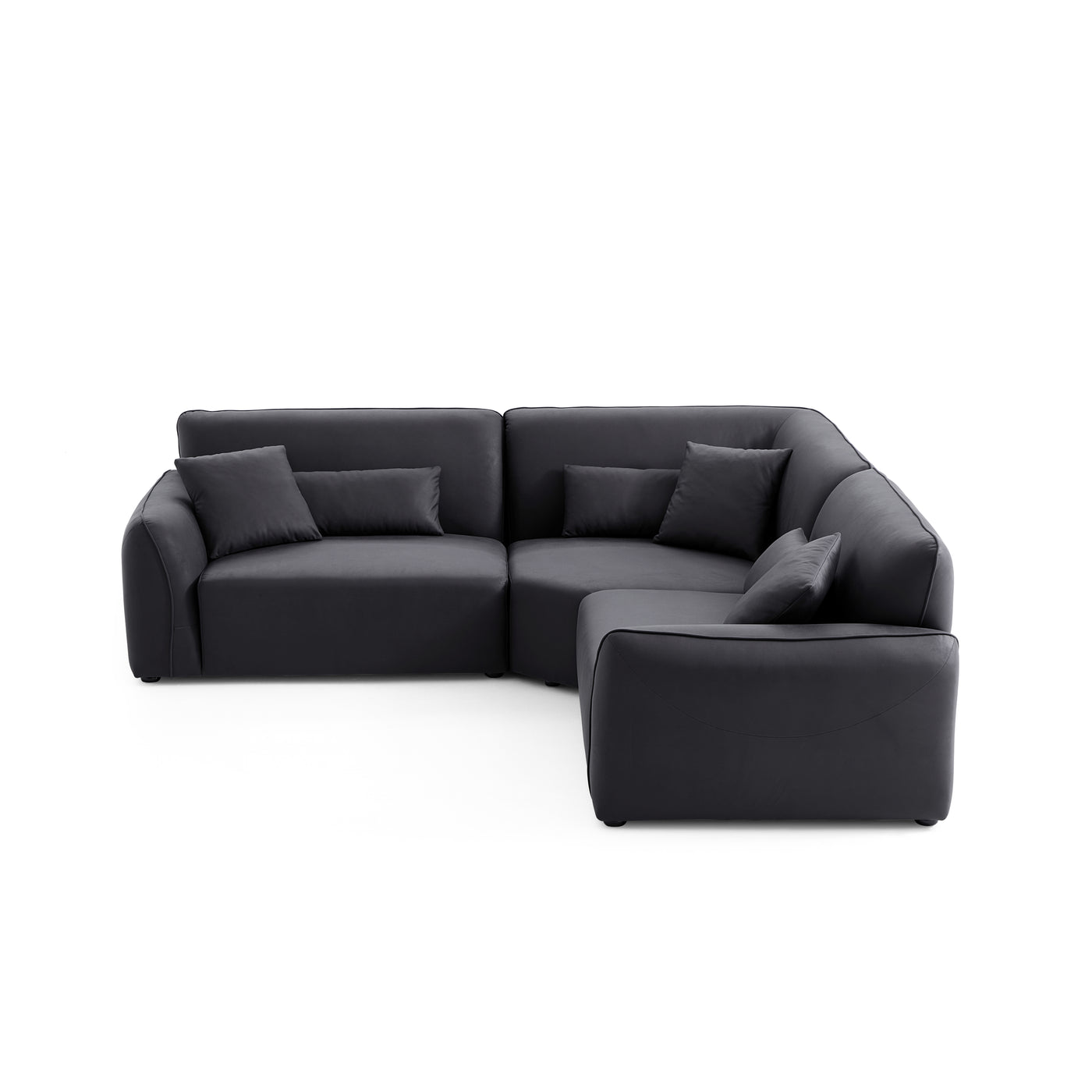 Milano Moda Minimalist Black Corner Sofa-Black-102.4"