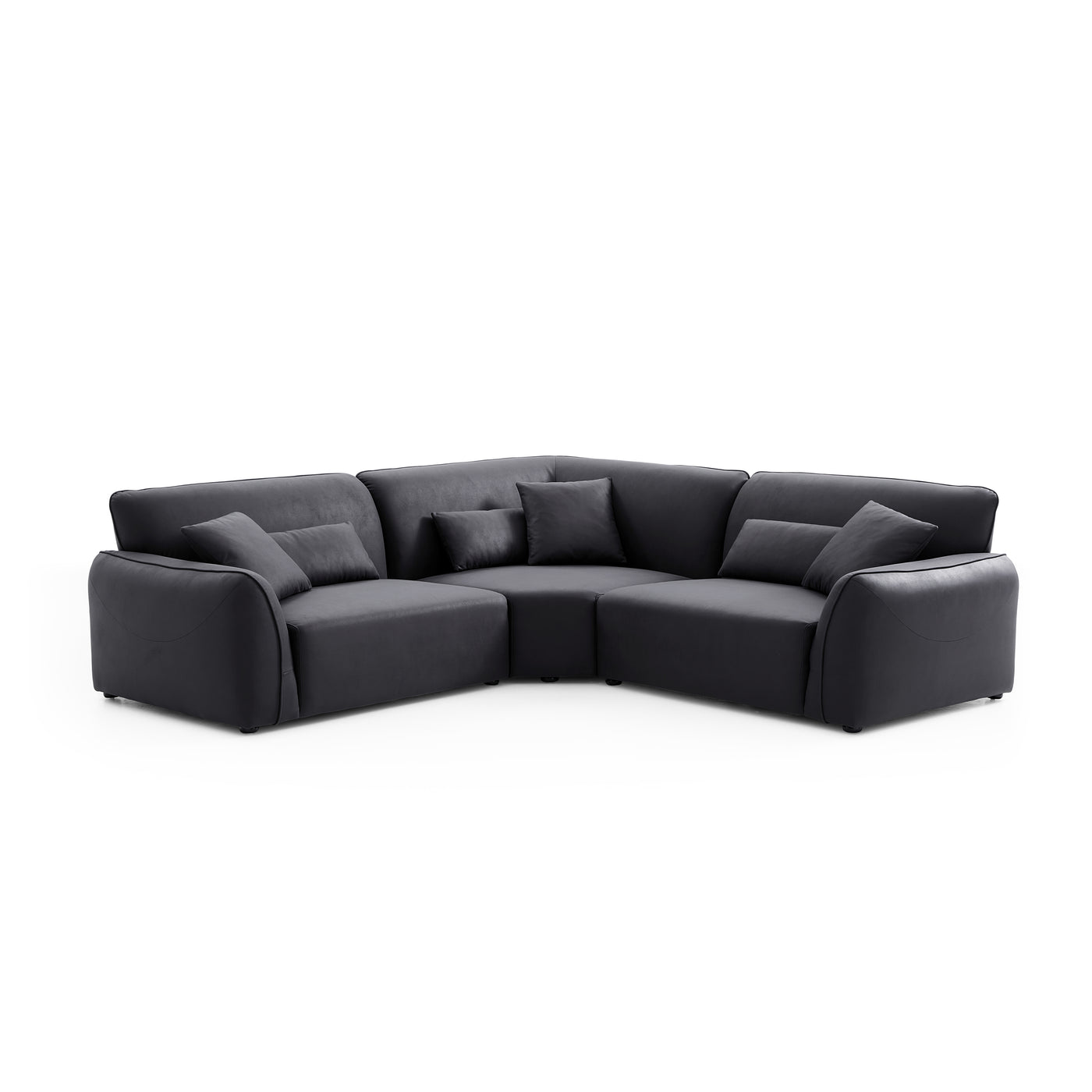 Milano Moda Minimalist Black Corner Sofa-Black-102.4"