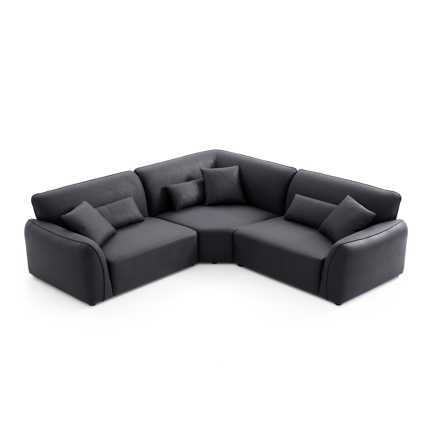 Milano Moda Minimalist Black Corner Sofa-Black-102.4"