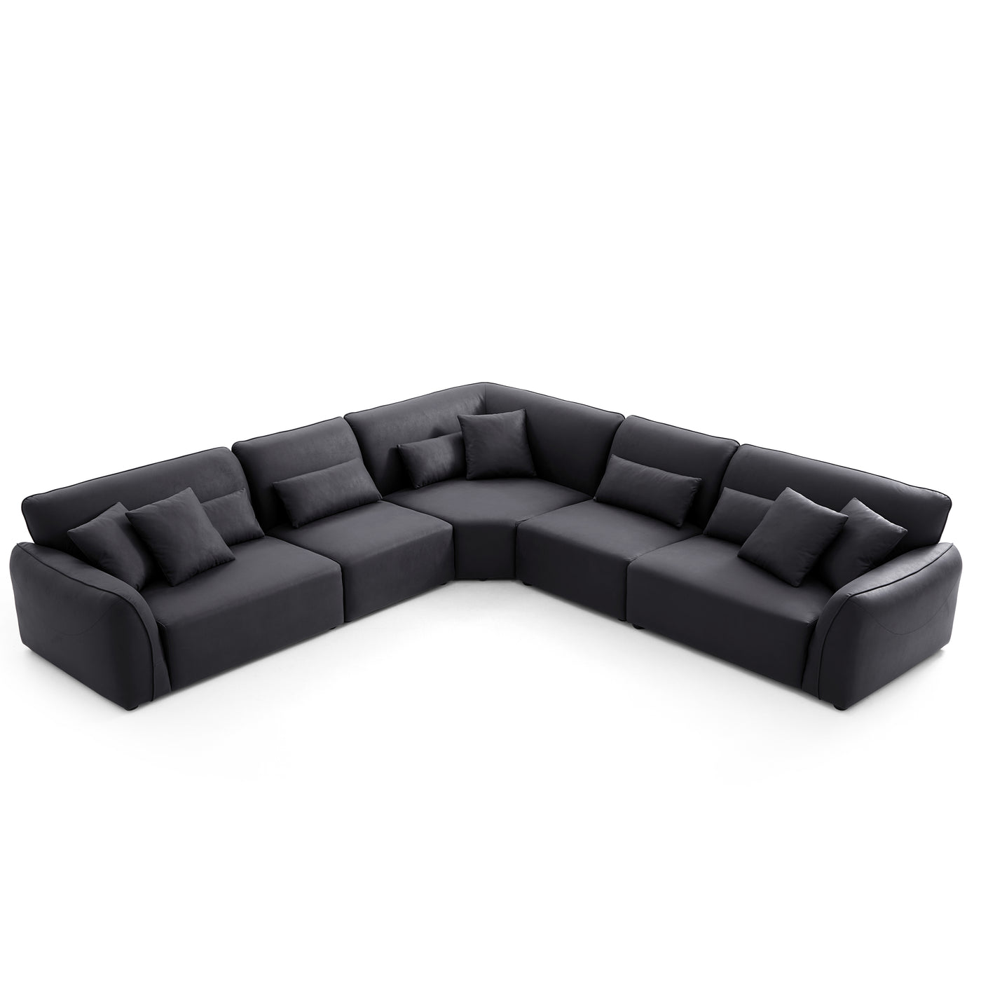 Milano Moda Minimalist Black Corner Sofa-Black-133.9"