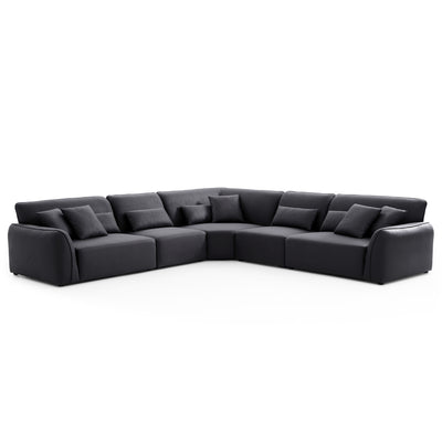 Milano Moda Minimalist Black Corner Sofa-Black-133.9"