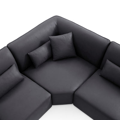 Milano Moda Minimalist Black Corner Sofa-Black