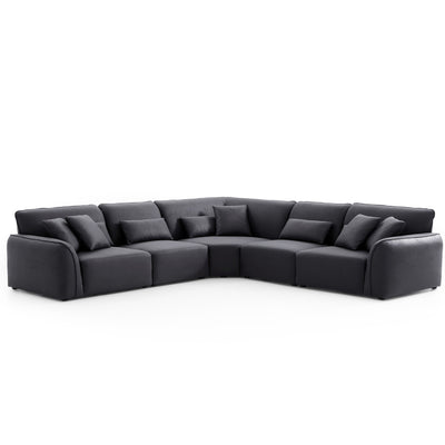 Milano Moda Minimalist Black Corner Sofa-Black-126.0"