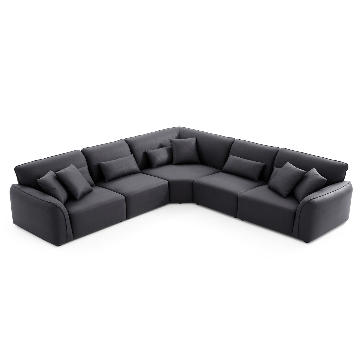 Milano Moda Minimalist Black Corner Sofa-Black-126.0"