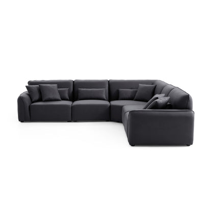 Milano Moda Minimalist Black Corner Sofa-Black-126.0"