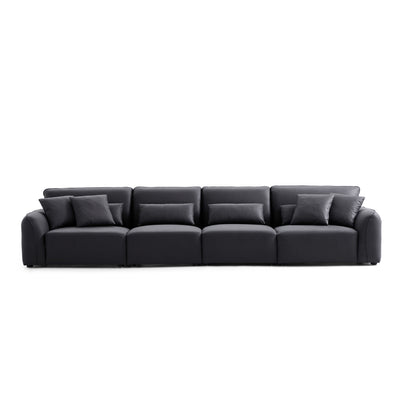 Milano Moda Minimalist Black Sofa-Black-153.5"