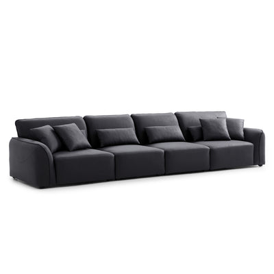 Milano Moda Minimalist Black Sofa-Black-153.5"