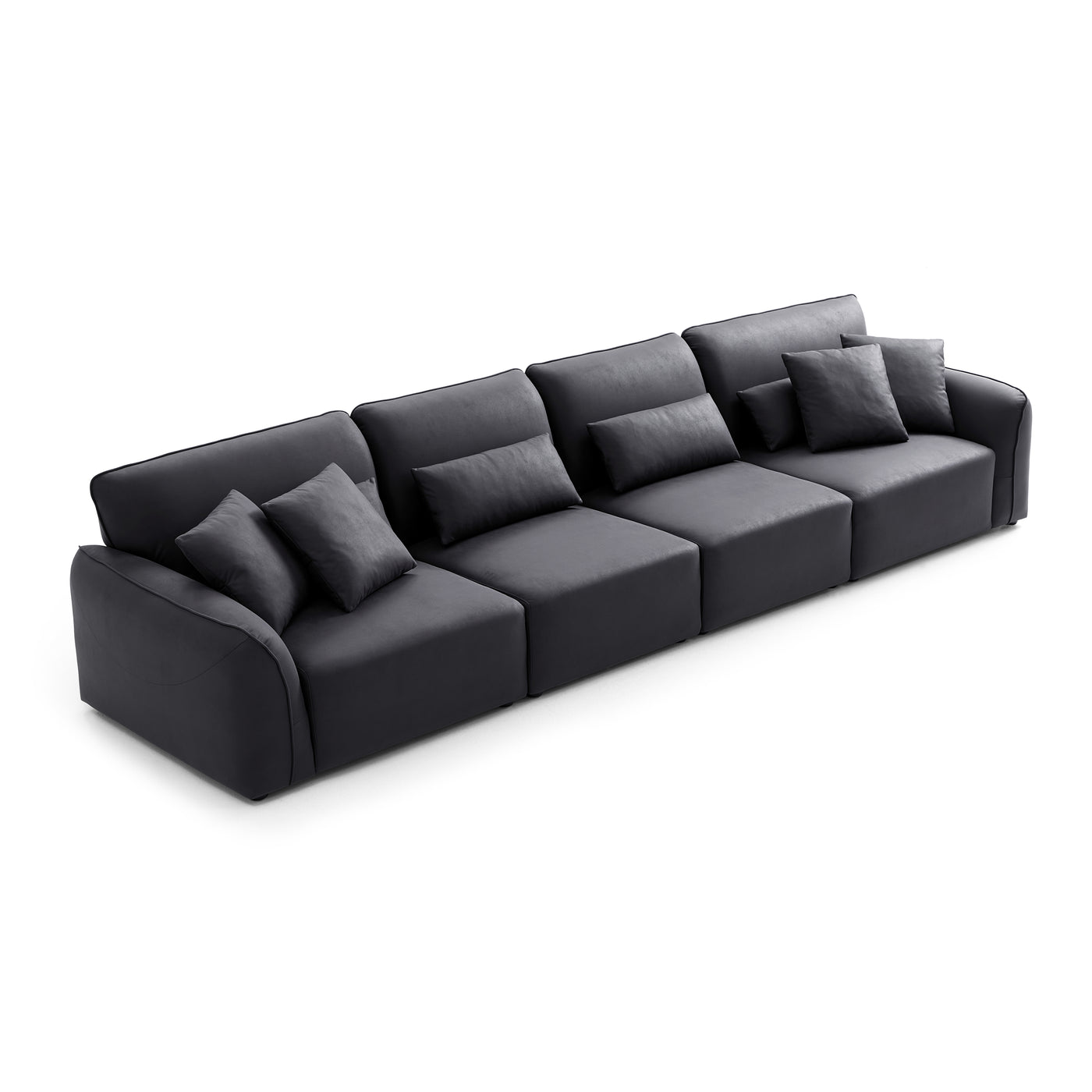 Milano Moda Minimalist Black Sofa-Black-153.5"