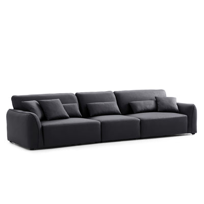 Milano Moda Minimalist Black Sofa-Black-137.8"