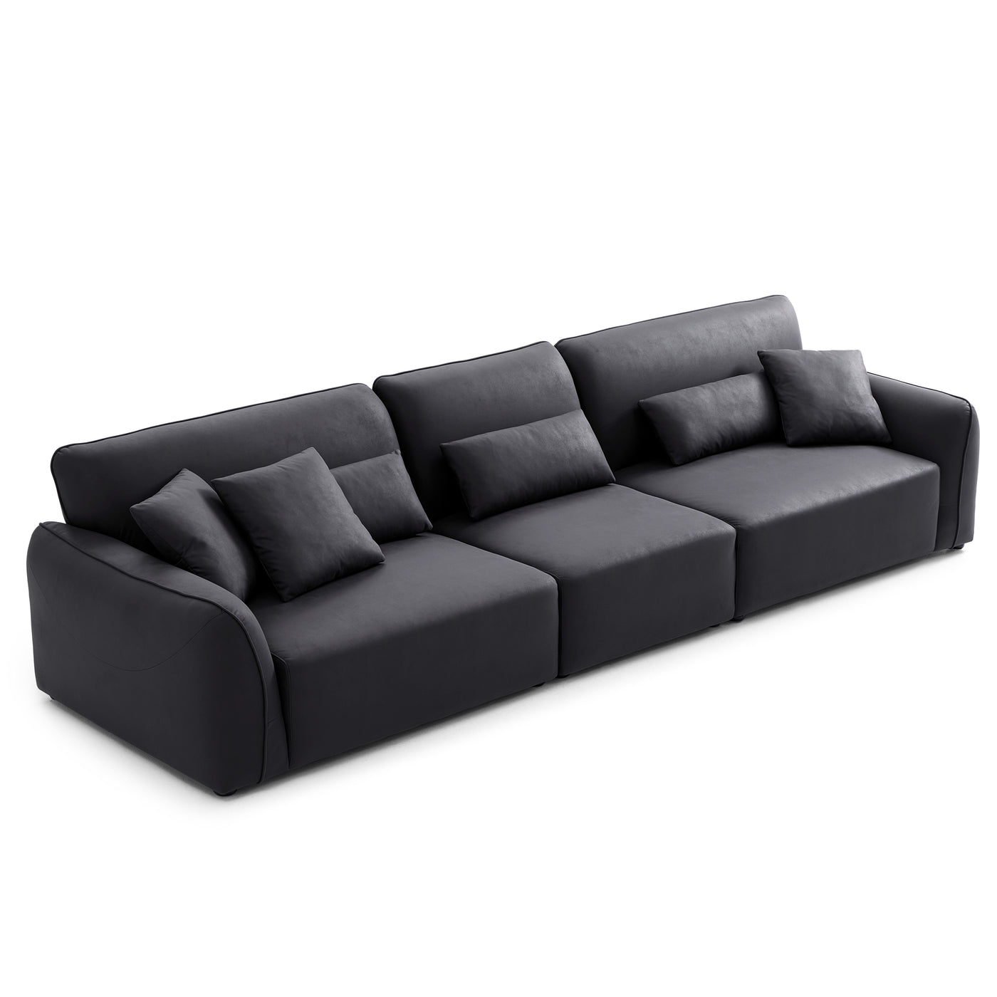 Milano Moda Minimalist Black Sofa-Black-137.8"