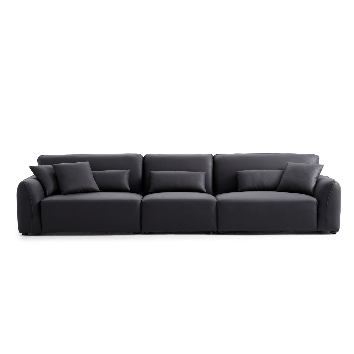 Milano Moda Minimalist Black Sofa-Black-137.8"