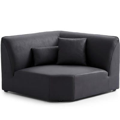 Milano Moda Minimalist Black Corner Sofa-Black