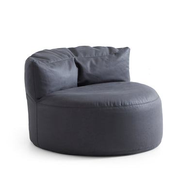 Eclipse lounge Leathaire Dark Gray Beanbag With Ottoman-Dark Gray