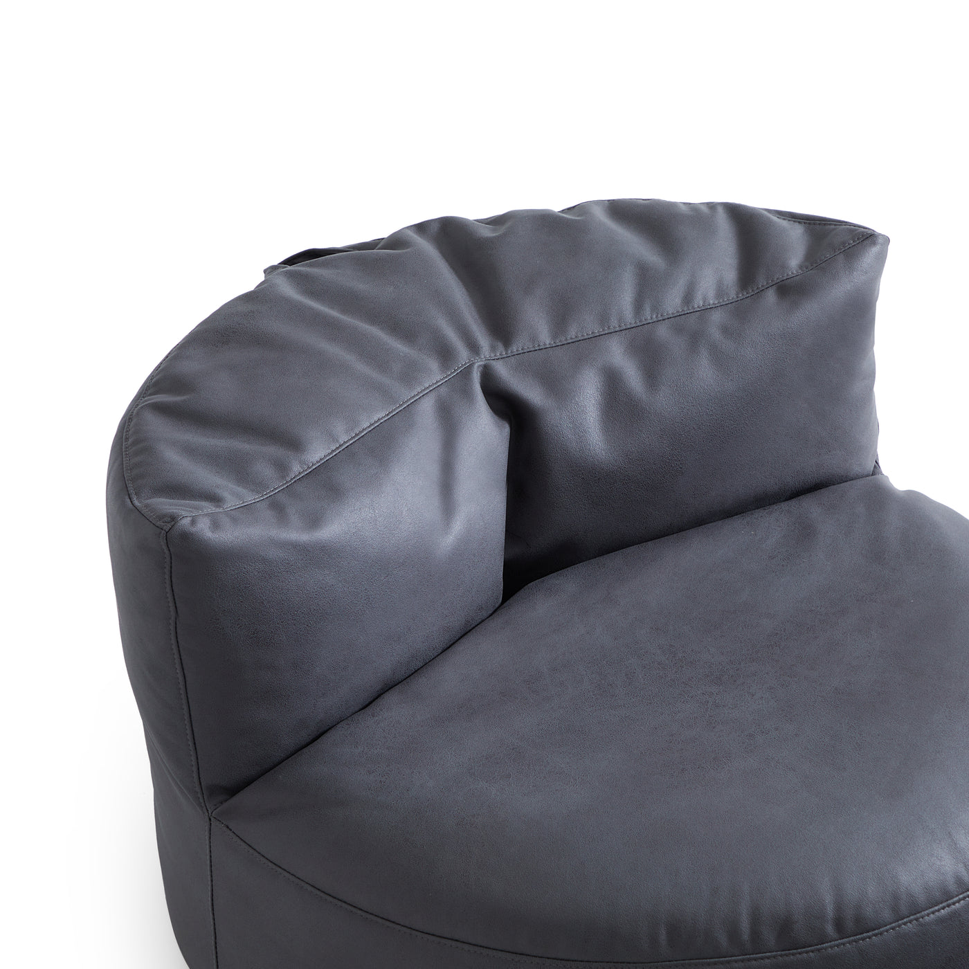 Eclipse lounge Leathaire Dark Gray Beanbag With Ottoman-Dark Gray