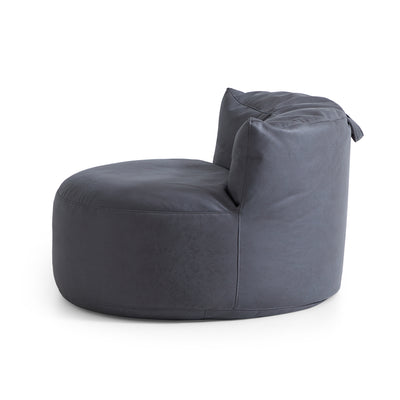 Eclipse lounge Leathaire Dark Gray Beanbag With Ottoman-Dark Gray