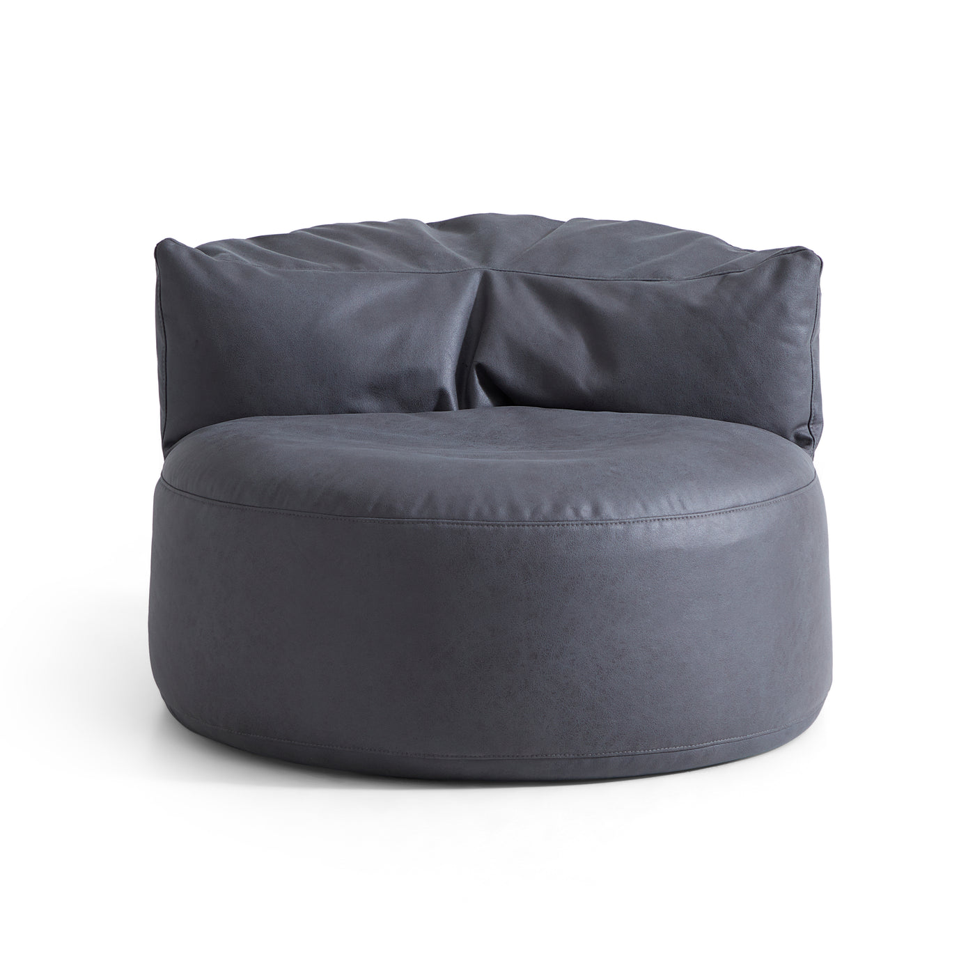 Eclipse lounge Leathaire Dark Gray Beanbag With Ottoman-Dark Gray