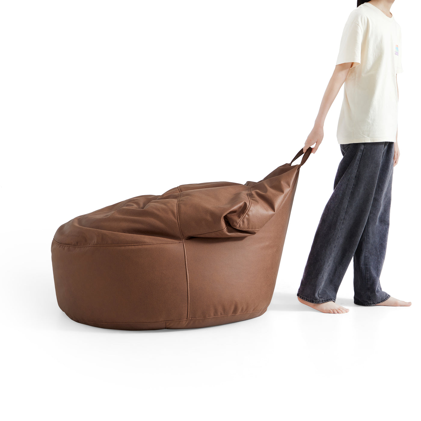 Caramel Cloud Leathaire Armless Chair-Brown