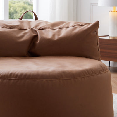 Caramel Cloud Leathaire Armless Chair-Brown