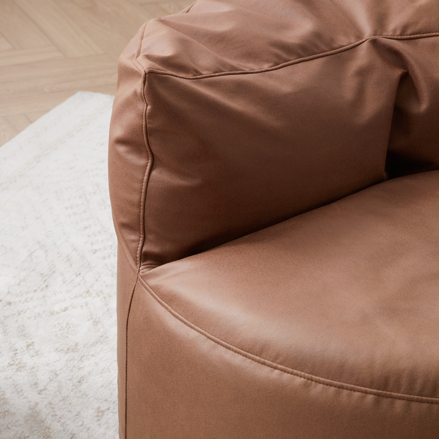 Caramel Cloud Leathaire Armless Chair-Brown