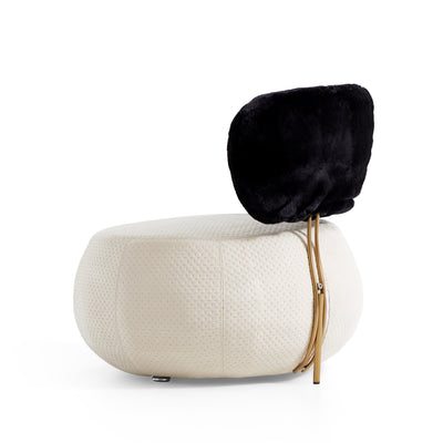 Mono Rounded Polyester Fabric Accent Chair-Black