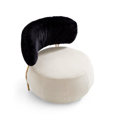 Mono Rounded Polyester Fabric Accent Chair-Black