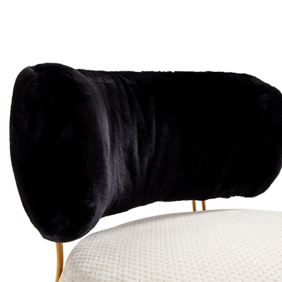 Mono Rounded Polyester Fabric Accent Chair-Black