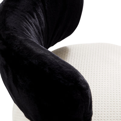 Mono Rounded Polyester Fabric Accent Chair-Black