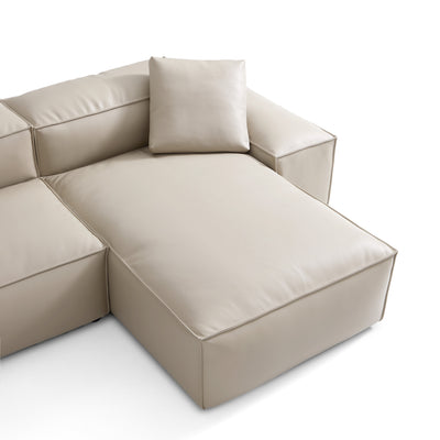 Flex Modular Black Genuine Leather Sectional-Beige