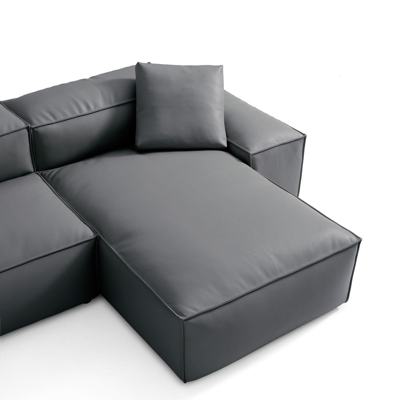 Flex Modular Black Genuine Leather Sectional-Dark Gray