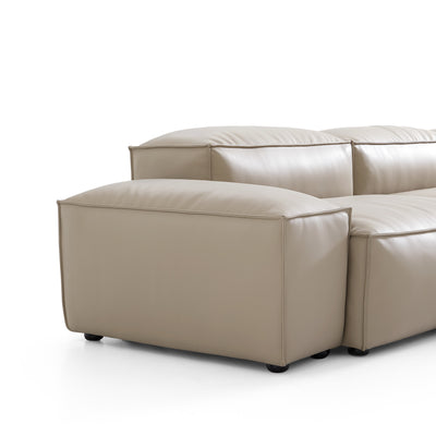 Flex Modular Black Genuine Leather Sectional-Beige