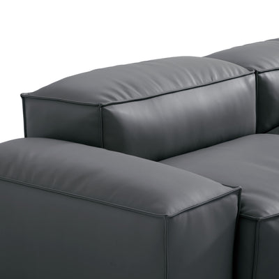 Flex Modular Black Genuine Leather Sofa-Dark Gray