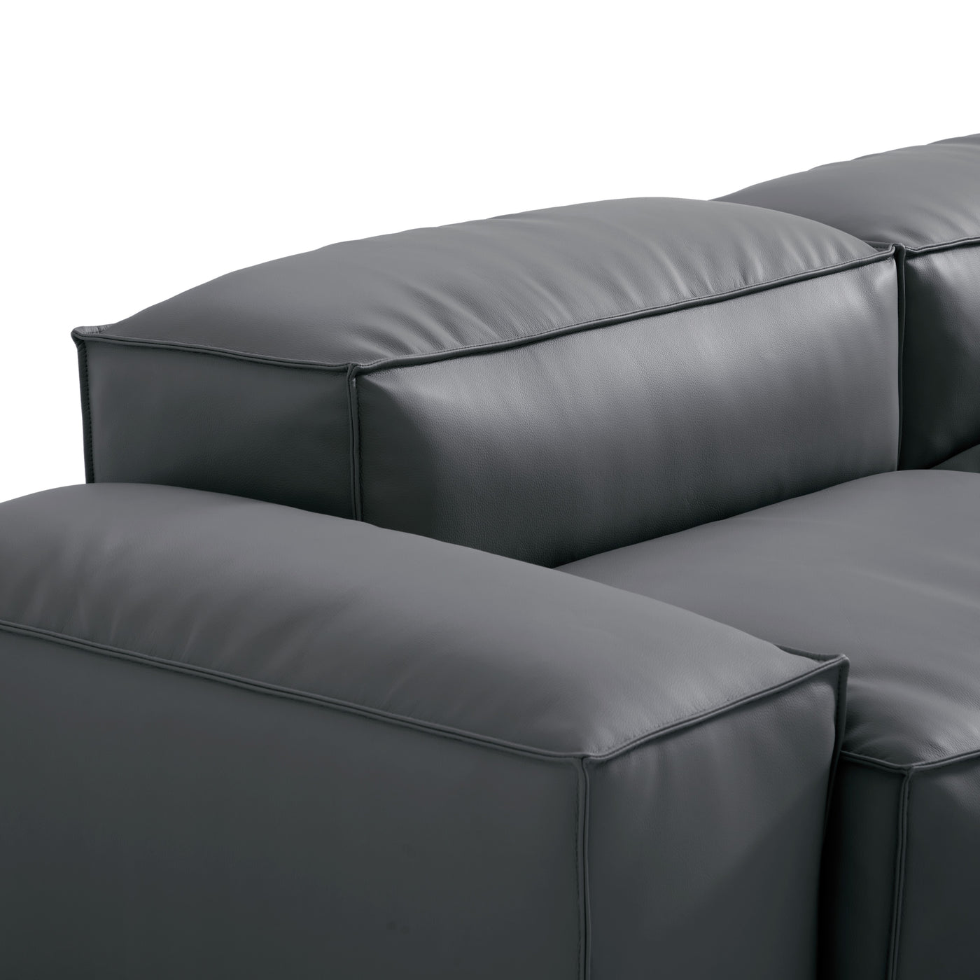 Flex Modular Black Genuine Leather Sectional-Dark Gray