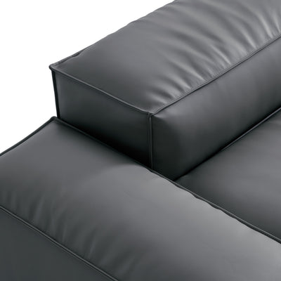 Flex Modular Black Genuine Leather Sofa-Dark Gray