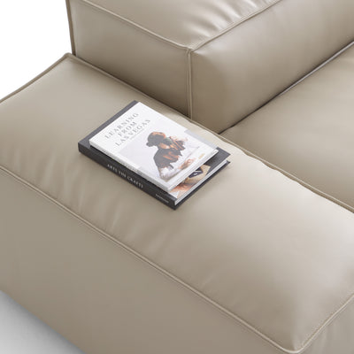 Flex Modular Black Genuine Leather Sofa-Beige