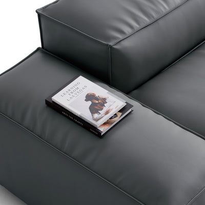 Flex Modular Black Genuine Leather Sofa-Dark Gray