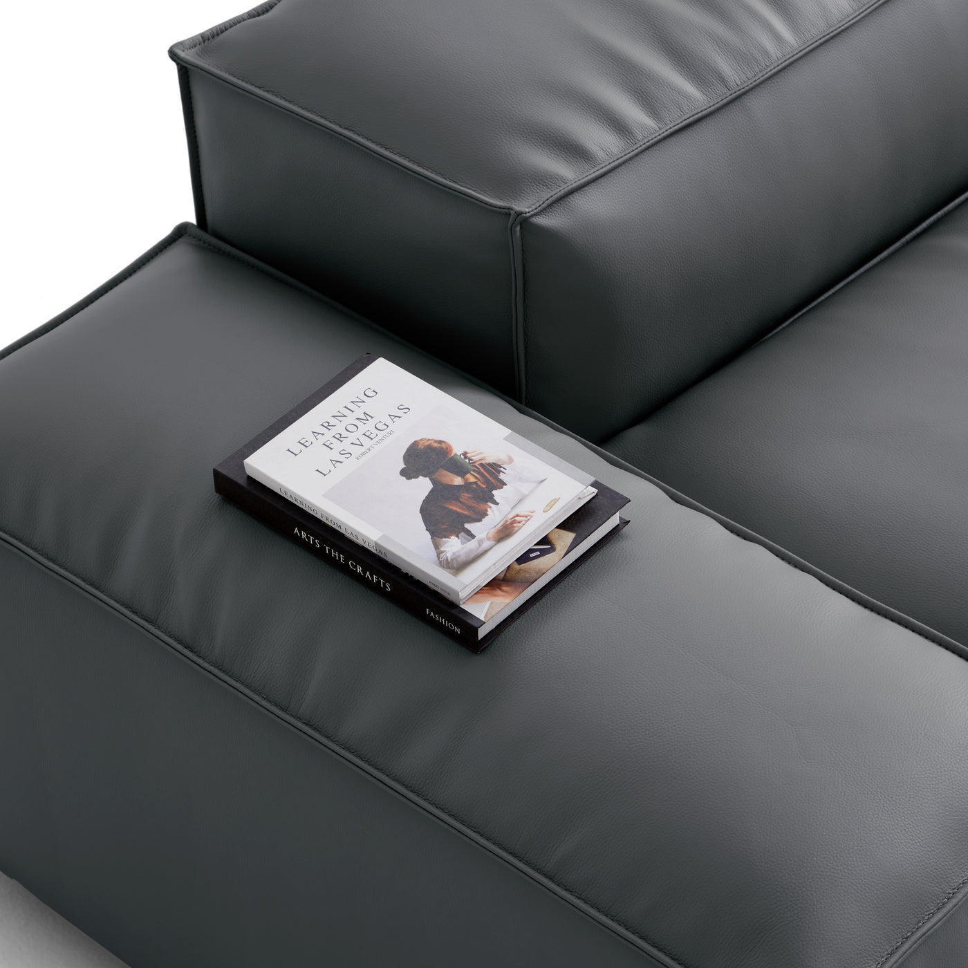 Flex Modular Black Genuine Leather Sectional-Dark Gray