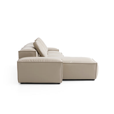 Flex Modular Black Genuine Leather Sectional-Beige