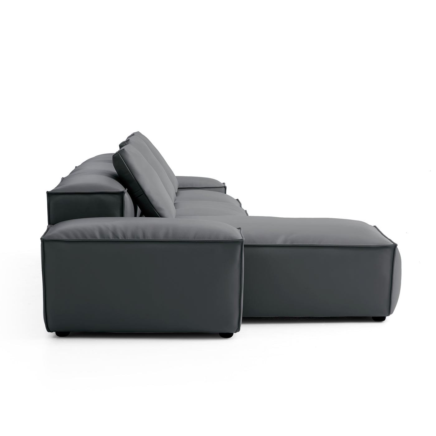 Flex Modular Black Genuine Leather Sectional-Dark Gray