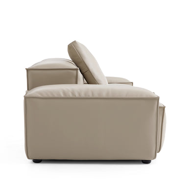 Flex Modular Black Genuine Leather Sofa-Beige