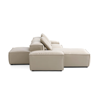 Flex Modular Black Genuine Leather Double Sided Sectional-Beige-105.5"-Low