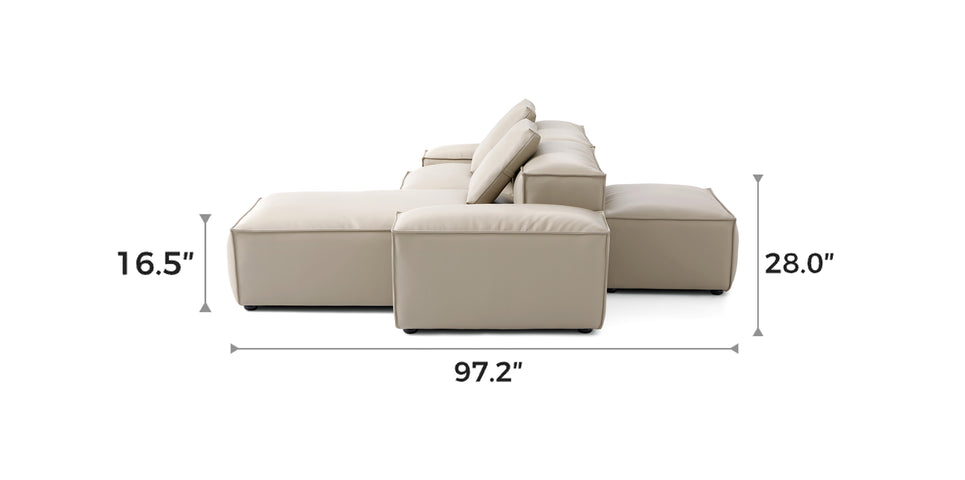 Flex Modular Beige Genuine Leather Double-Sided Sectional