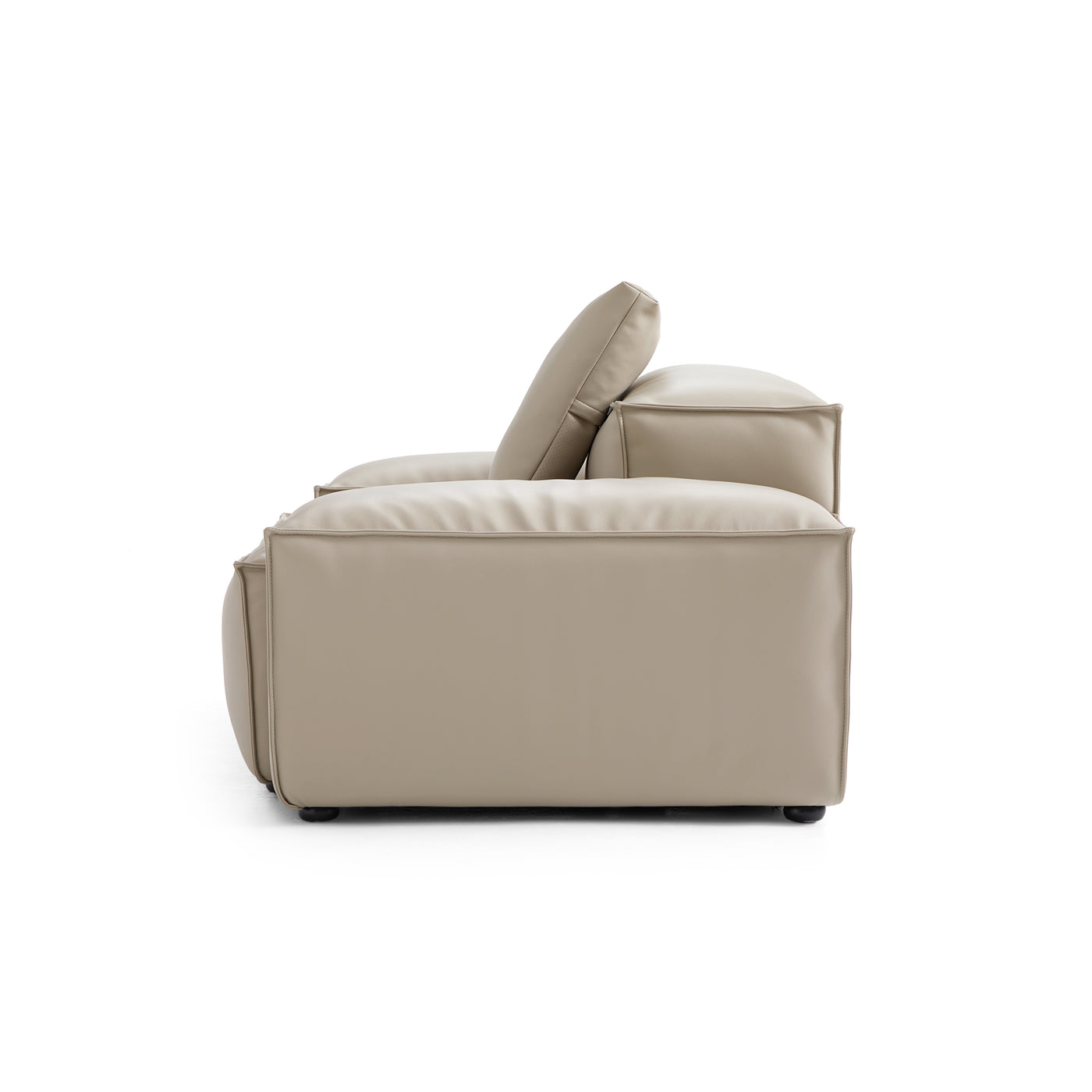 Flex Modular Black Genuine Leather Armchair-Beige