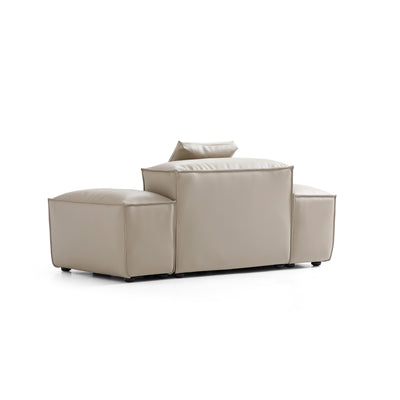 Flex Modular Black Genuine Leather Armchair-Beige