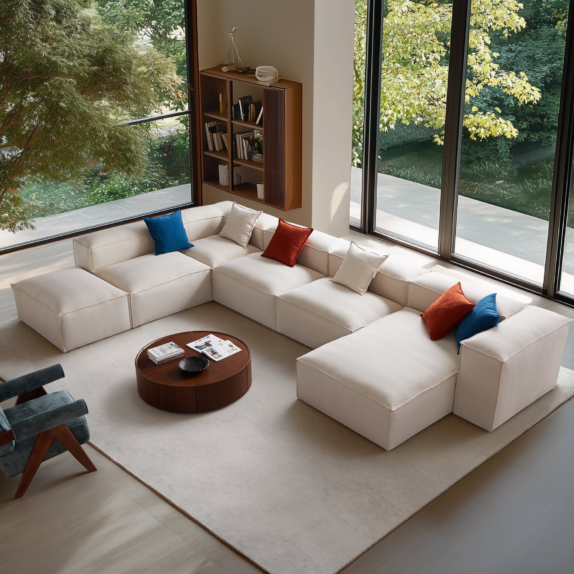 Freedom Modular Khaki Open End Sectional Sofa-Khaki-177.2"-High