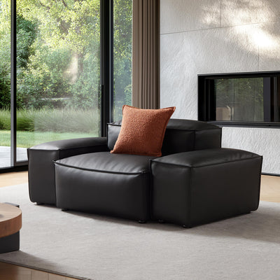 Flex Modular Brown Genuine Leather Armchair-Black-68.1"-Low