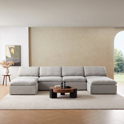 Sale Tender Armless Sofa-Gray-4 Seater (149.6″) + 2 Ottoman (74.8″)