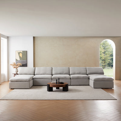Sale Tender Armless Sofa-Gray-5 Seater (187″) + 2 Ottoman (74.8″)
